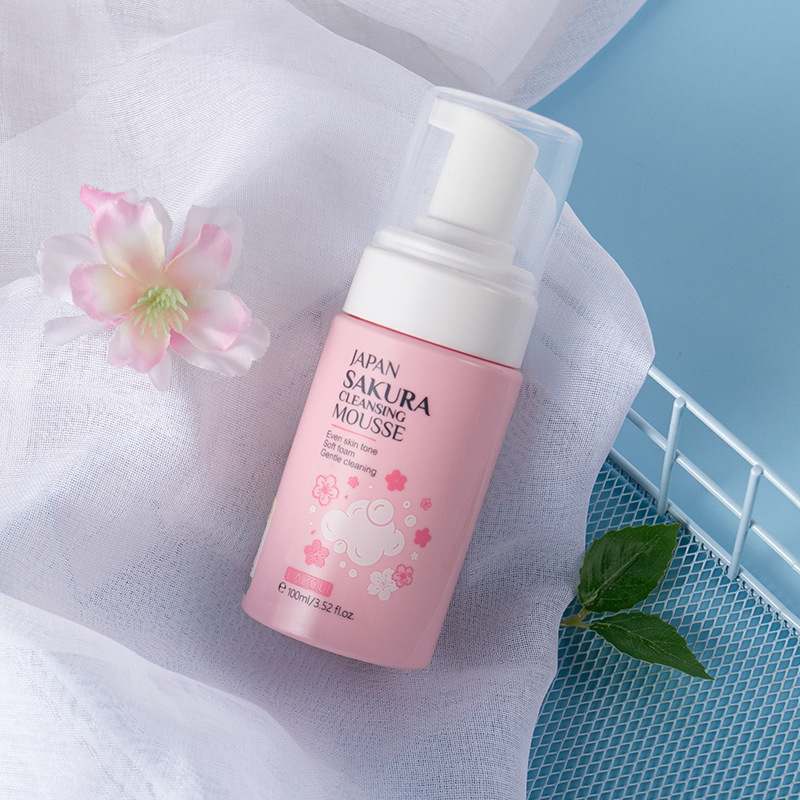 LAIKOU Cherry Blossom Facial Mousse 100ml Cleansing and Hydrating Soft Foam Facial Cleanser Cross-border Export Facial Cleanser full figure