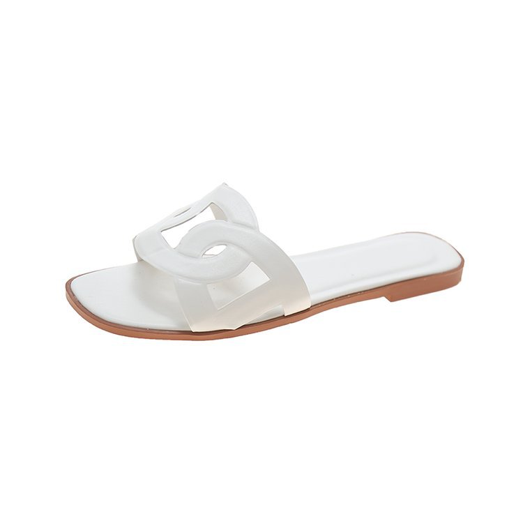 Pig-nosed slippers for women to wear outside in 2025, a new style of popular one-shoulder flat plastic beach jelly flip-flops Item Picture