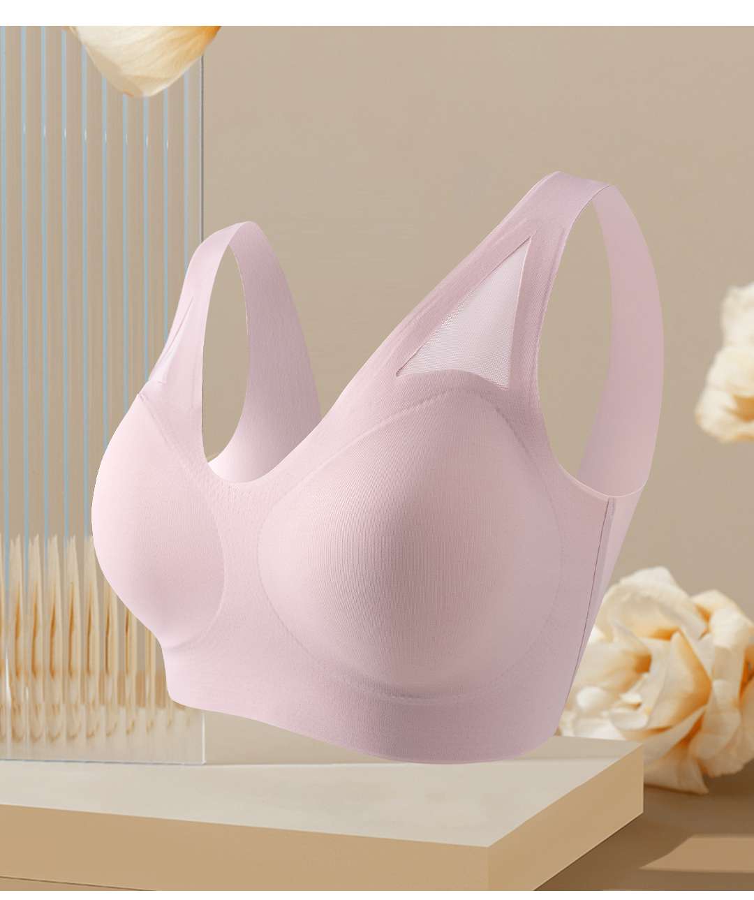 Three-row button ice silk underwear with seamless and nude feel undefined