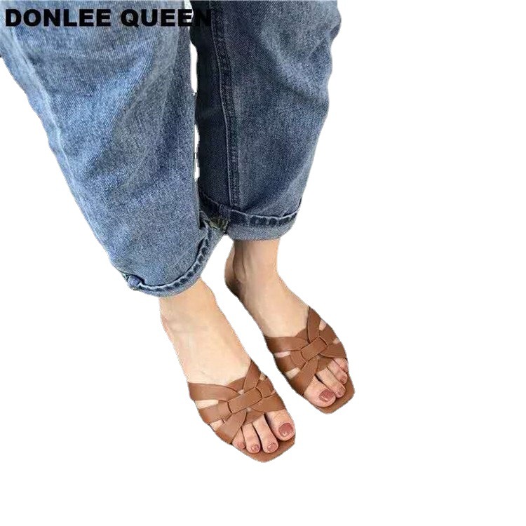 Fashionable sandals for women, 2025 new summer flat shoes with fairy toe style, Roman sandals, flip-flops, Korean version Item Picture