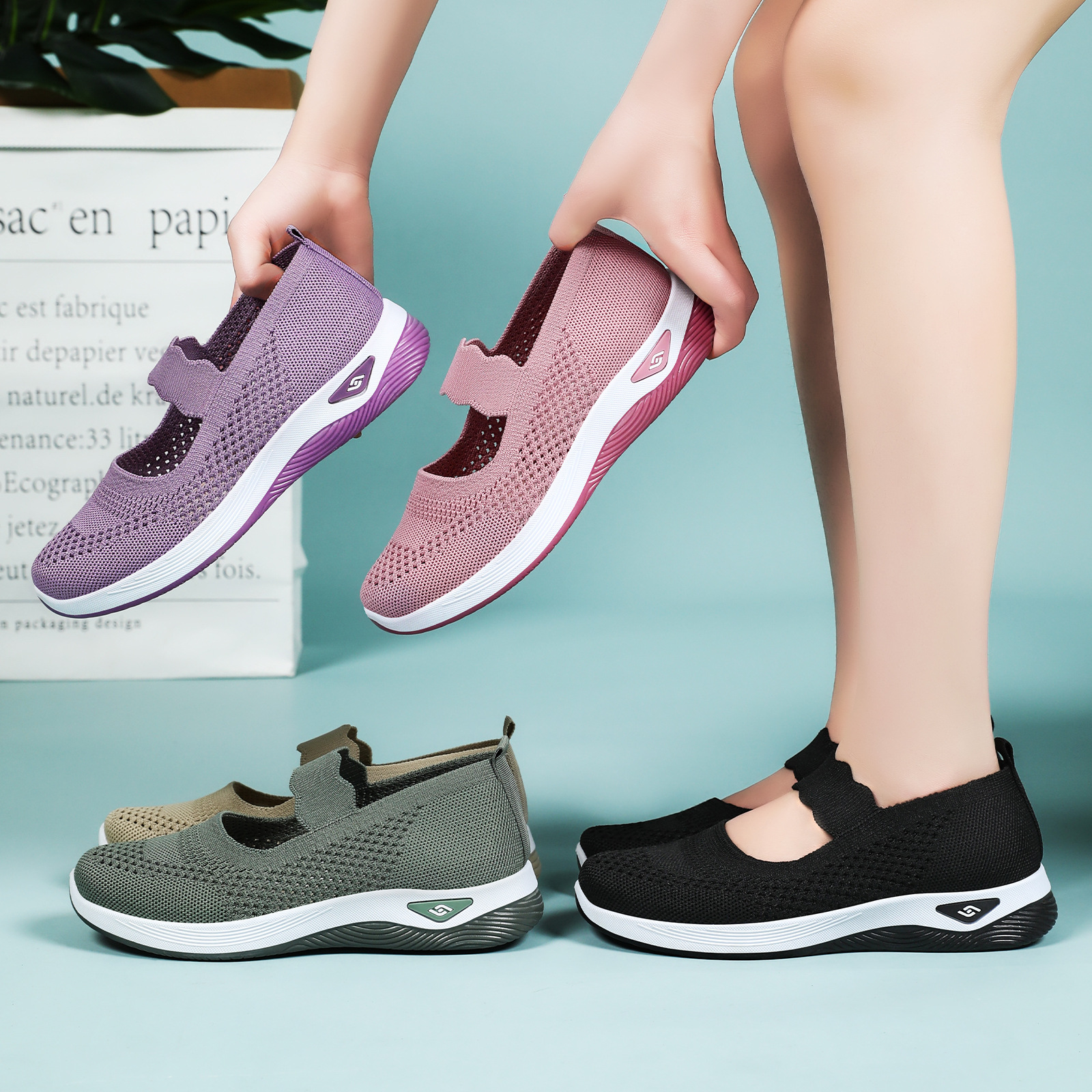 Women's shoes, autumn cross-border shoes for women, wholesale shoes for middle-aged and elderly mothers, breathable old Beijing cloth shoes, lightweight walking shoes details Picture