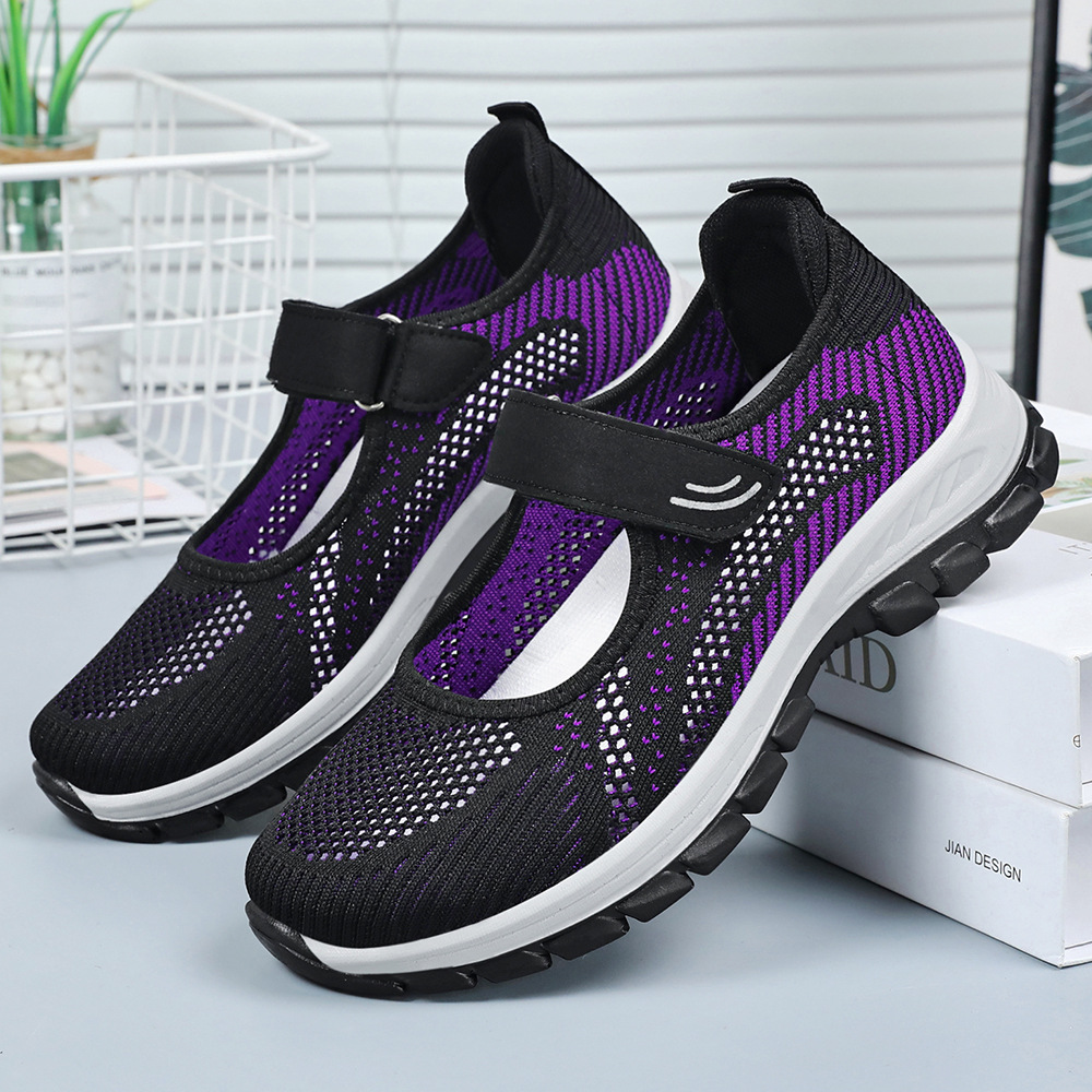 Women's single shoes 2025 new style shoes for middle-aged and elderly mothers, versatile Velcro soft-soled breathable casual women's shoes wholesale full figure