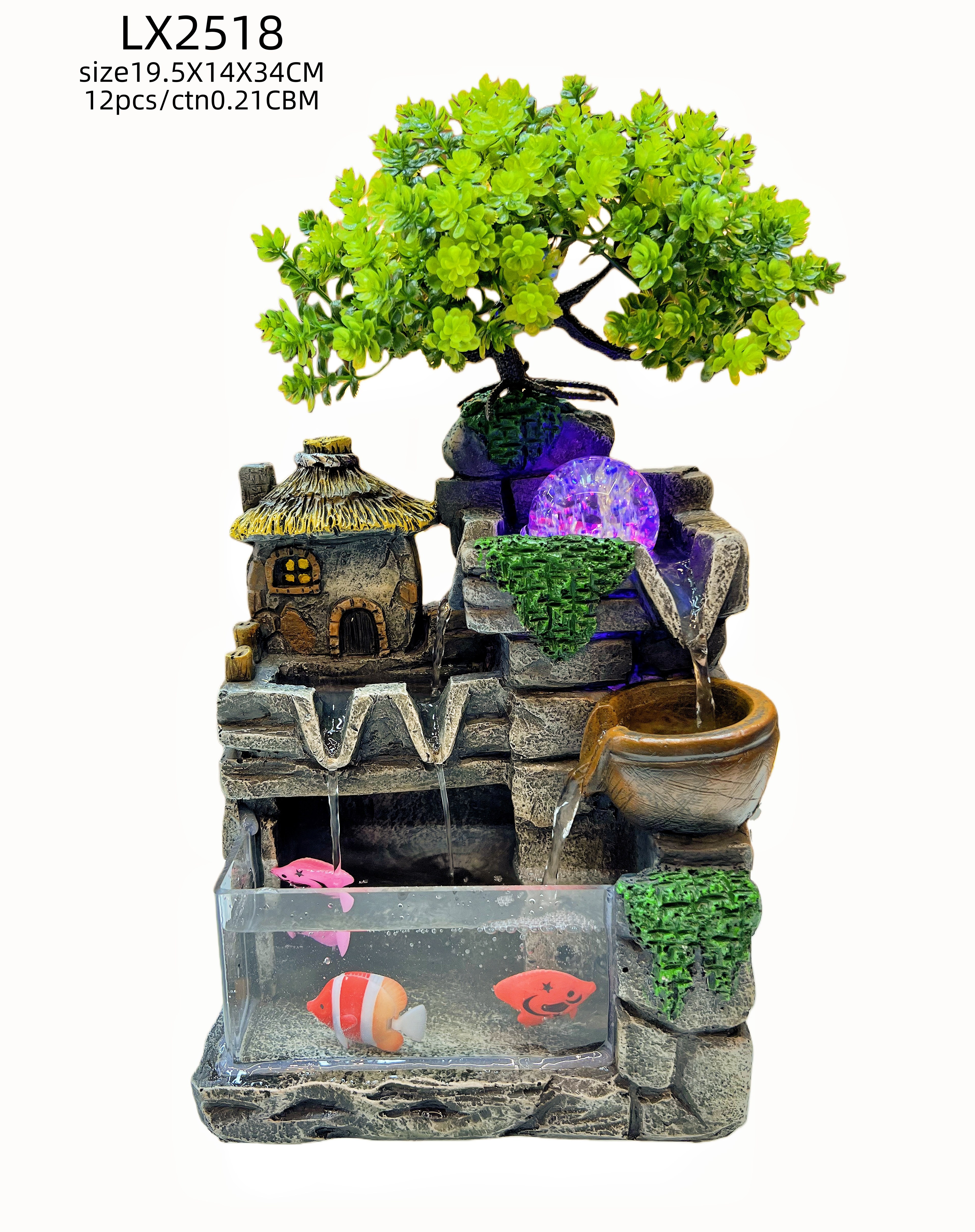 利星树脂流水风水球摆件鱼缸流水喷泉树脂流水工艺品fountain