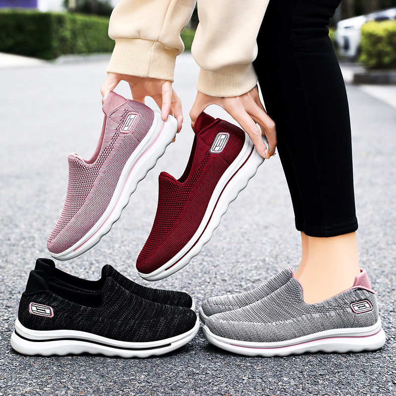 Women's autumn shoes for 25 middle-aged and elderly mothers, flat shoes for the elderly, soft-soled walking shoes, and women's shoes with woven fabric Specification drawing