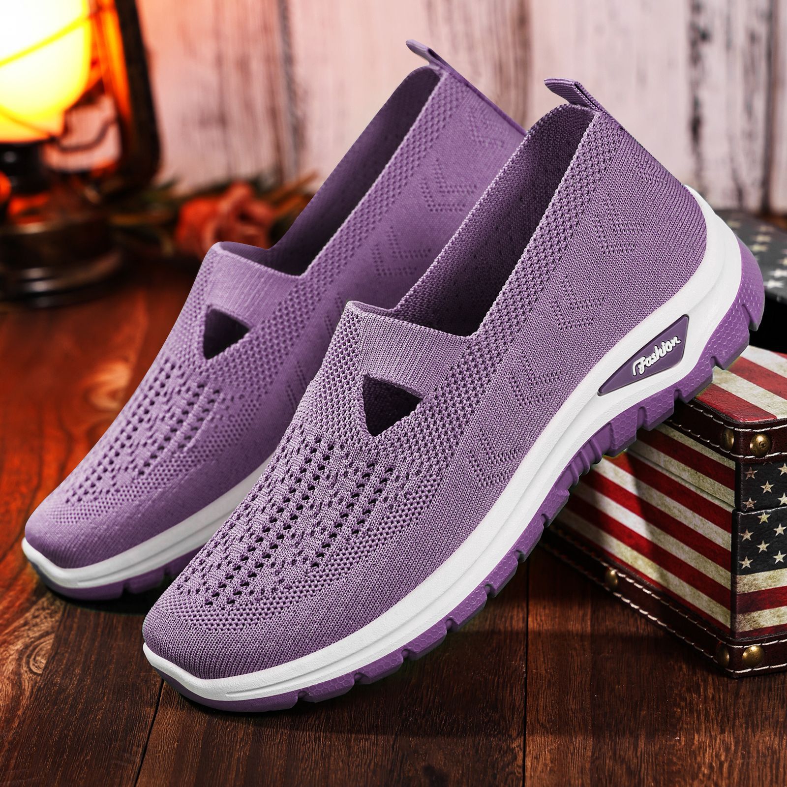 Women's autumn breathable and comfortable single shoes, cross-border middle-aged and elderly mothers' shoes, soft-soled and not tiring to the feet, casual mesh shoes full figure