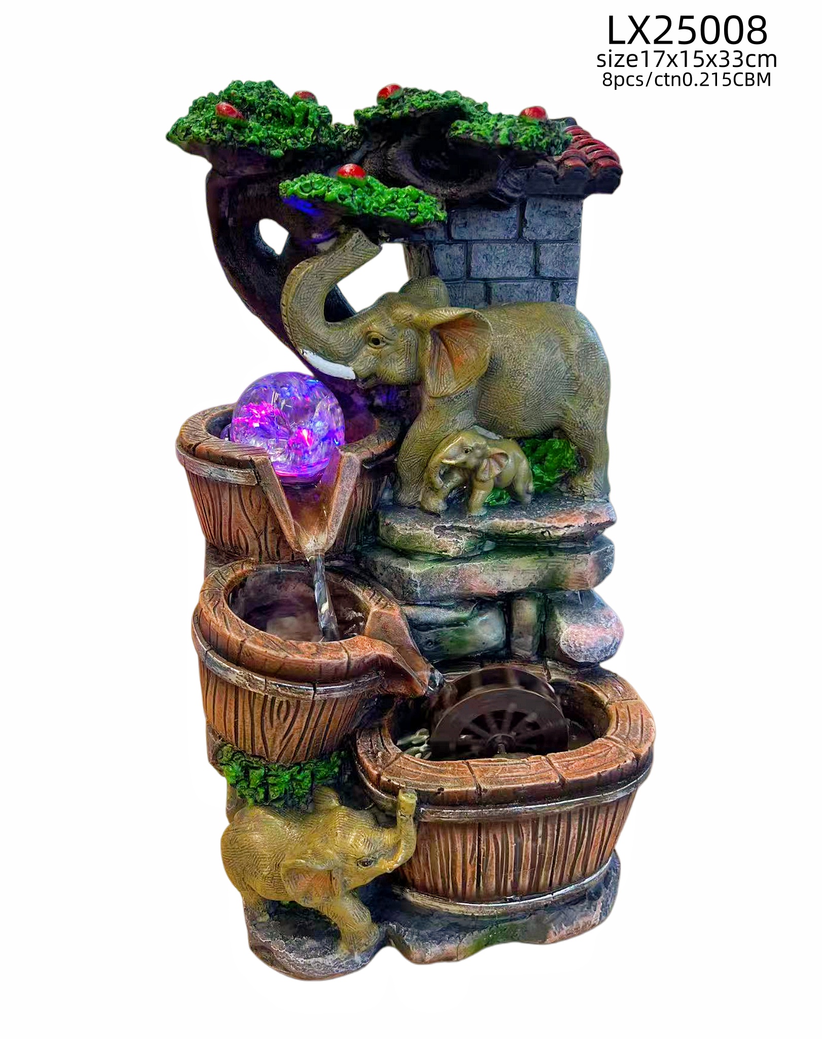 water fountain利星 树脂工艺品摆件风水轮流水摆件 大象 风水球 加湿器。