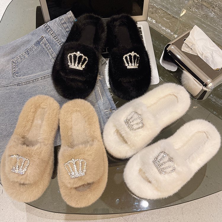 Fashionable cartoon and cute Buzz Lightyear furry slippers for women 2025 new style, popular thick-soled one-line cotton slippers for outerwear Specification drawing