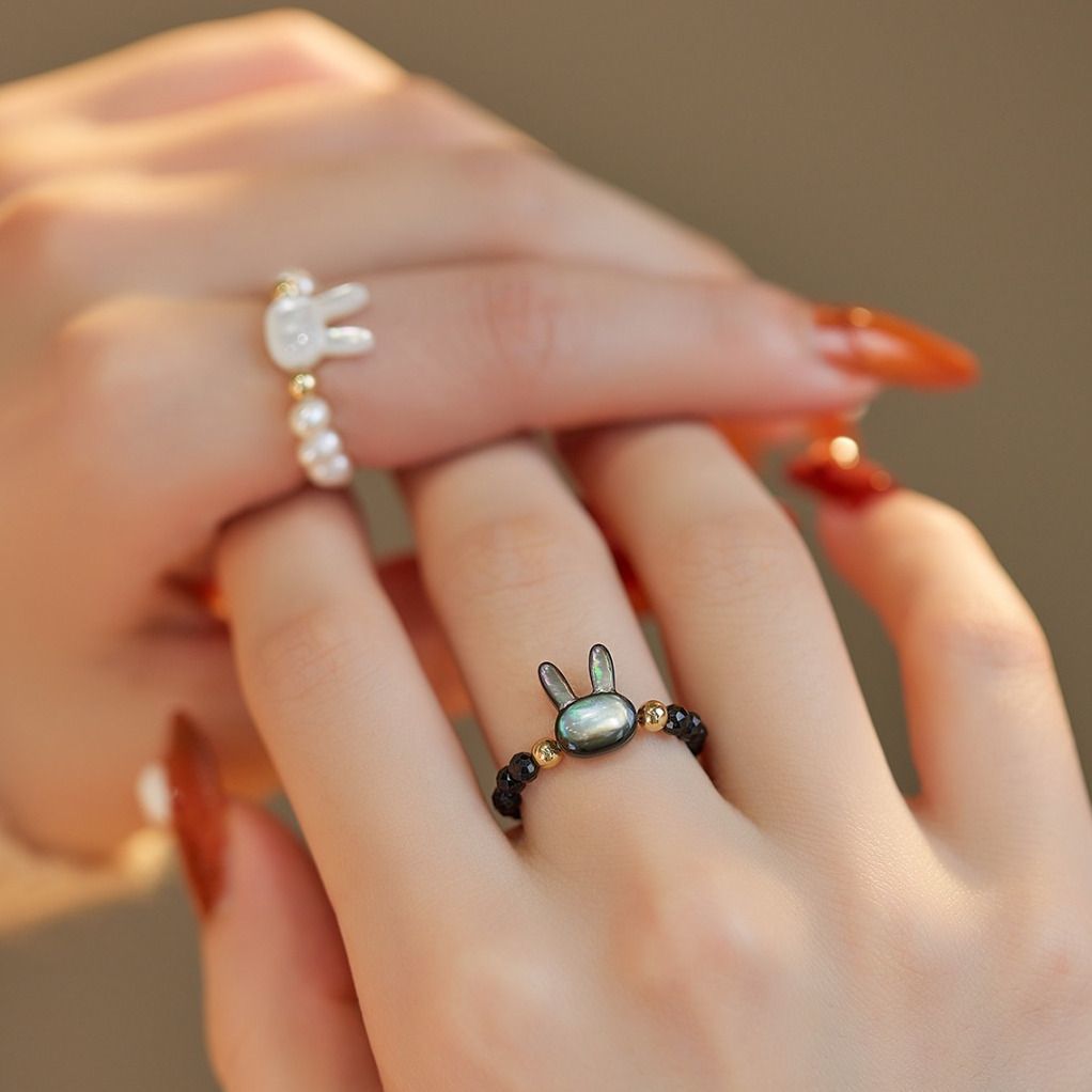 Simple and original design, cute rabbit ring, ring joint tail ring, fashionable jewelry, versatile bestseller ring Specification image
