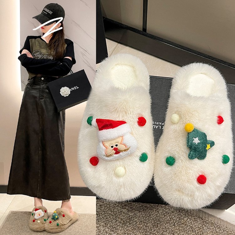In the autumn and winter of 2025, you can wear casual, niche, versatile, fashionable, flat-bottomed, anti-slip, and fluffy home outerwear, which is warm and fluffy full figure