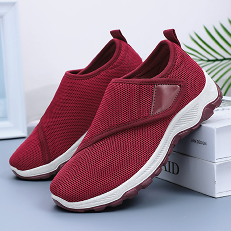 Autumn women's mesh breathable casual shoes, cross-border temu, Velcro single shoes for middle-aged and elderly mothers Specification drawing