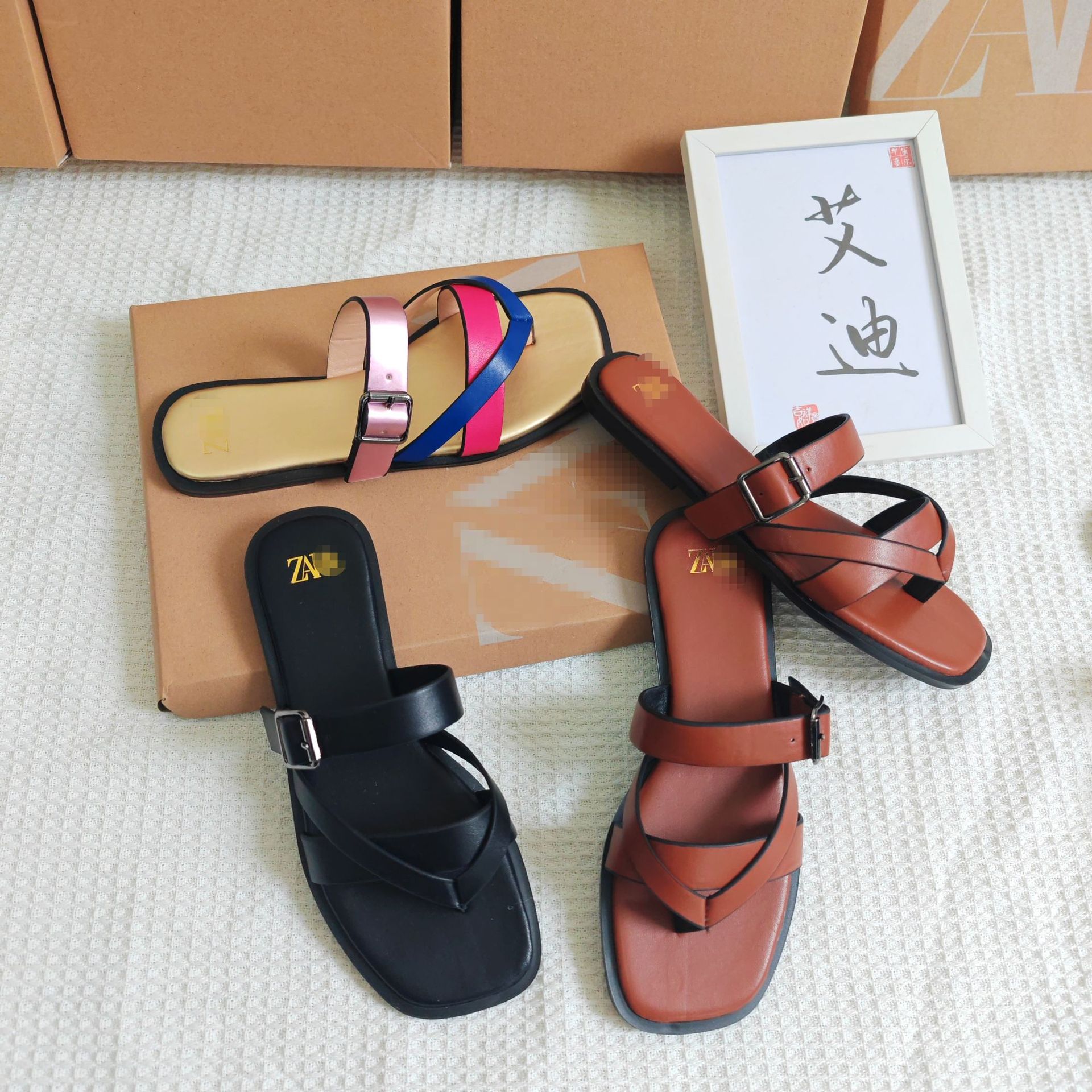 Eddie shoe factory Direct Sales ZA Best-selling Original Single Flat soled flip-flops Women's Slippers Specification drawing