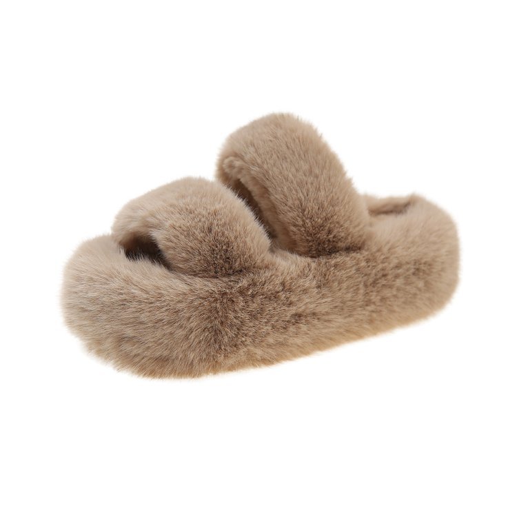 New autumn/winter 2025 style woolen slippers with fleece warmth, thick-soled casual cotton slippers, fleece slippers for outdoor wear and indoor fleece slippers Item Picture