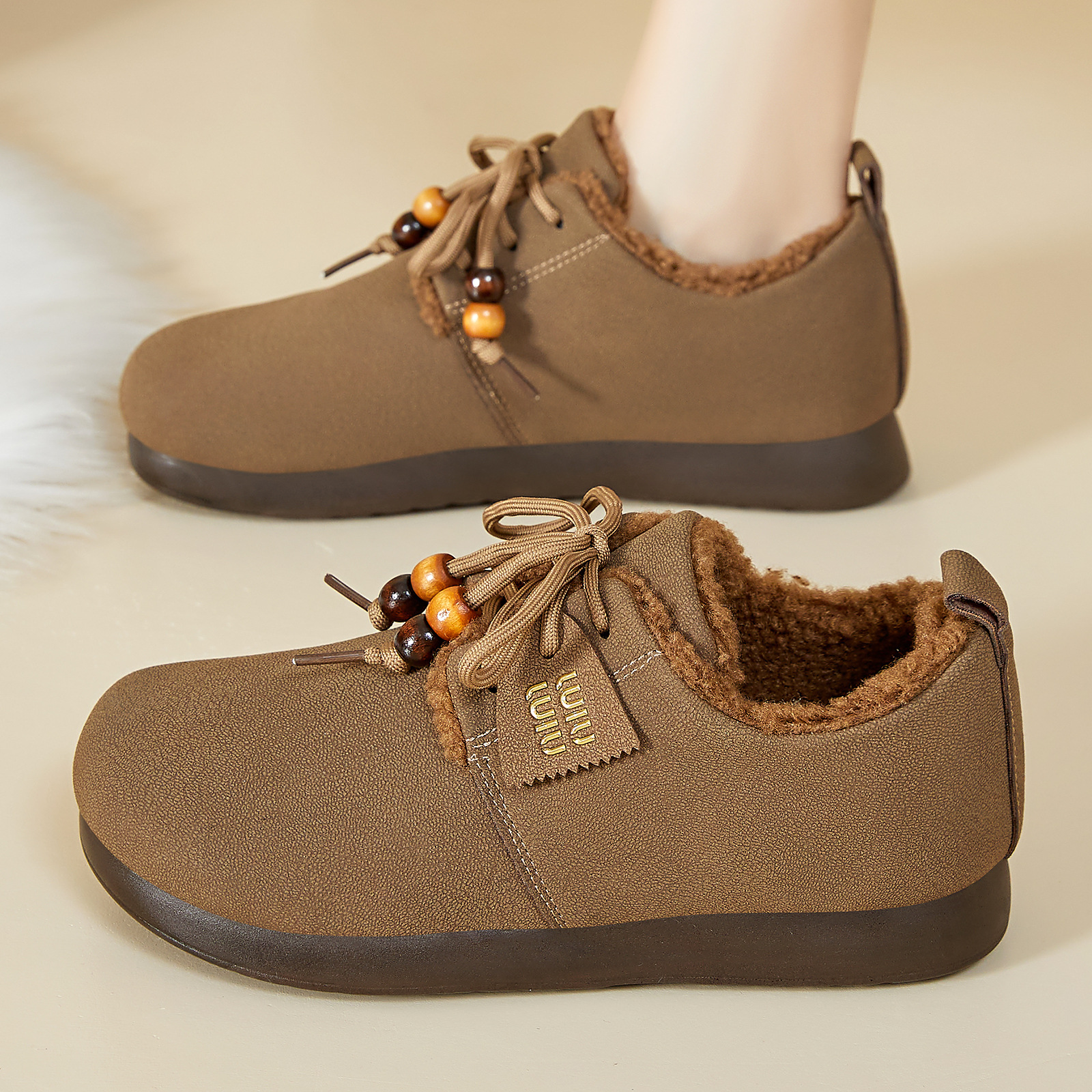 New winter cotton shoes for women, versatile, fleece and thickened snow boots, fashionable and casual cotton shoes, cross-border consignment for mom cotton shoes Specification drawing