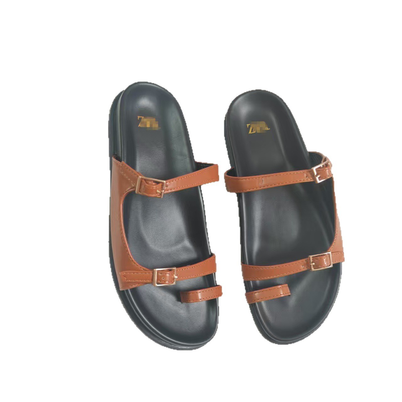 African line cross-border bestsellers ZR flat shoes, women's sponge soles with foot straps and decorative buckles, wholesale in stock for export Item Picture