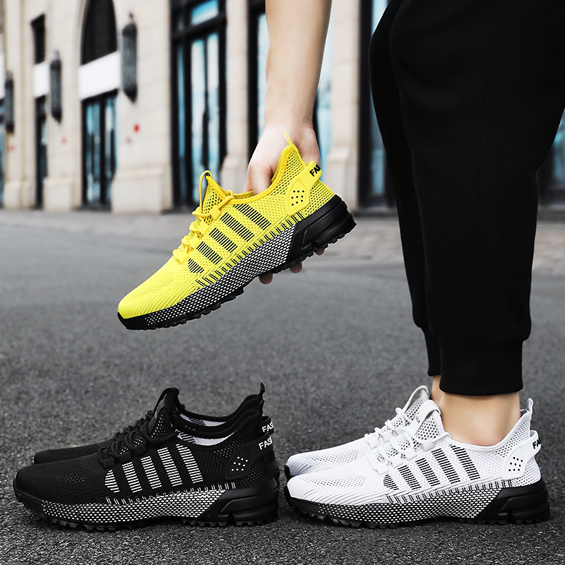 Men's shoes and sports shoes cross-border consignment, large-sized flying woven single shoes, soft-soled, comfortable and breathable mesh shoes, no smelly feet, running shoes Application Scenario