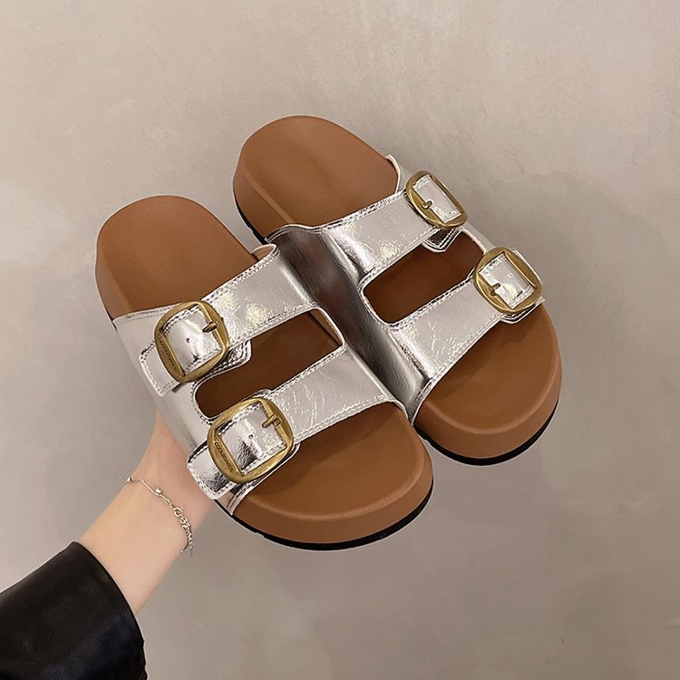 Petite thick-soled Birken sandals for women, 2025 Summer new style, yellow leather surface, outerwear, enhanced high fire beach slippers Application Scenario