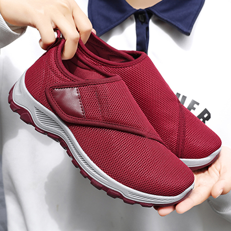 Autumn women's mesh breathable casual shoes, cross-border temu, Velcro single shoes for middle-aged and elderly mothers full figure