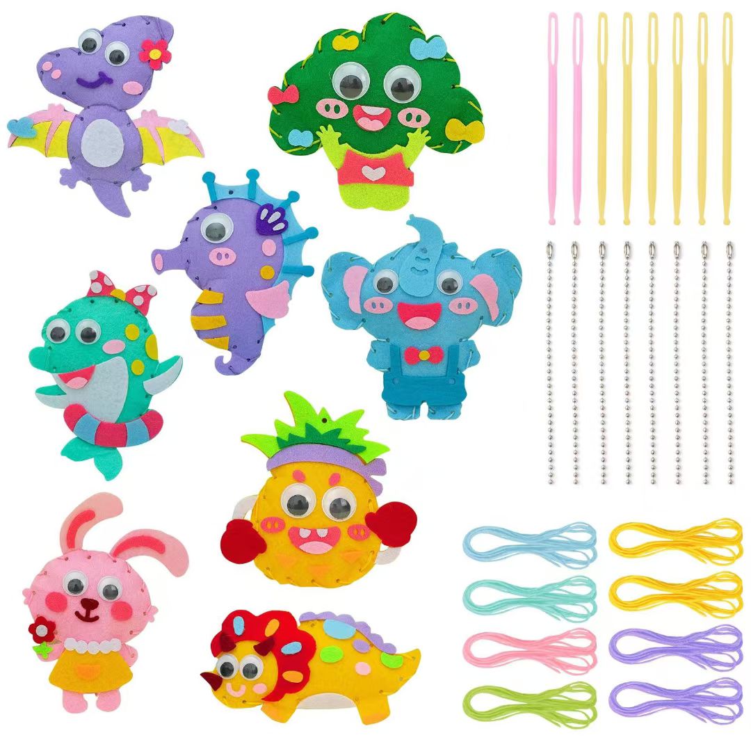 DIY Children's sewing fun, handmade girls' diy needle and thread toys, kindergarten art area materials, cute non-woven fabric pendants detail image 7