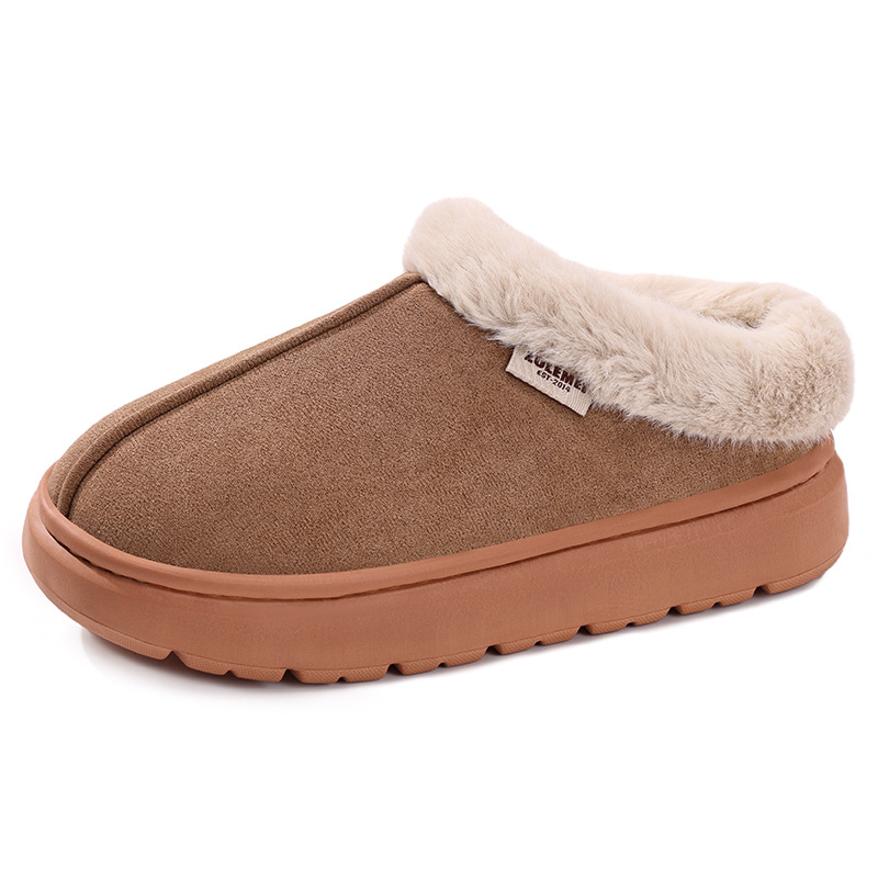 New winter cotton boots with added fleece and thickened cotton shoes, fashionable outerwear, warm and comfortable. Women's ankle boots, one-step home cotton slippers Item Picture