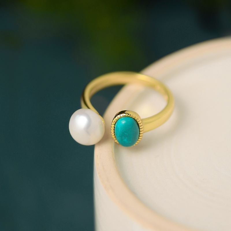 A fresh and adjustable ring with a feminine charm, exquisite new Chinese style, versatile and fashionable ring, anniversary gift, pearl necklace, jewelry necklace details Picture