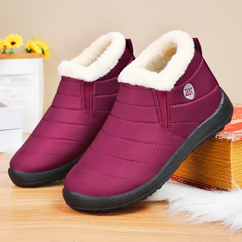 Winter 2025 Cotton shoes for foreign trade new women's fleece warm parents shoes, polyurethane casual cotton boots, cross-border snow boots full figure