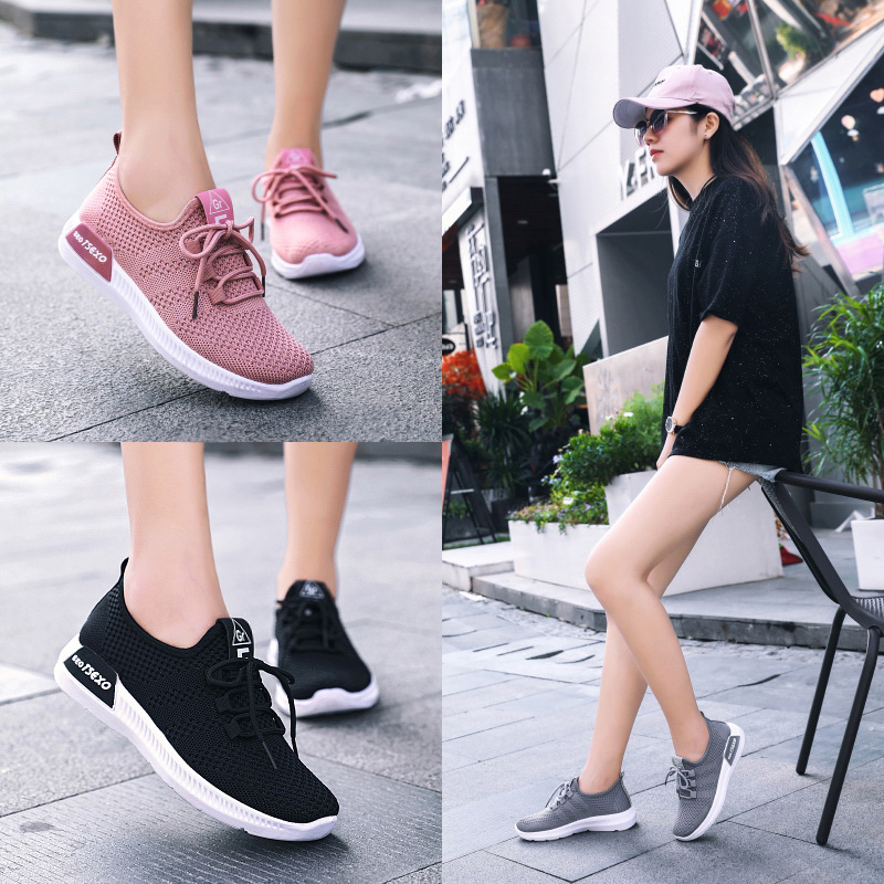 Customized women's sneakers, cross-border casual shoes, fashionable and trendy running shoes, export flying woven sports shoes, women's breathable Specification drawing