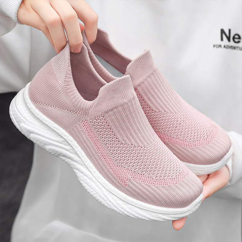 Women's shoes 2025 new style casual sports shoes, running shoes, soft-soled lazy shoes, Korean style trendy flying weaving, one-foot single shoes details Picture