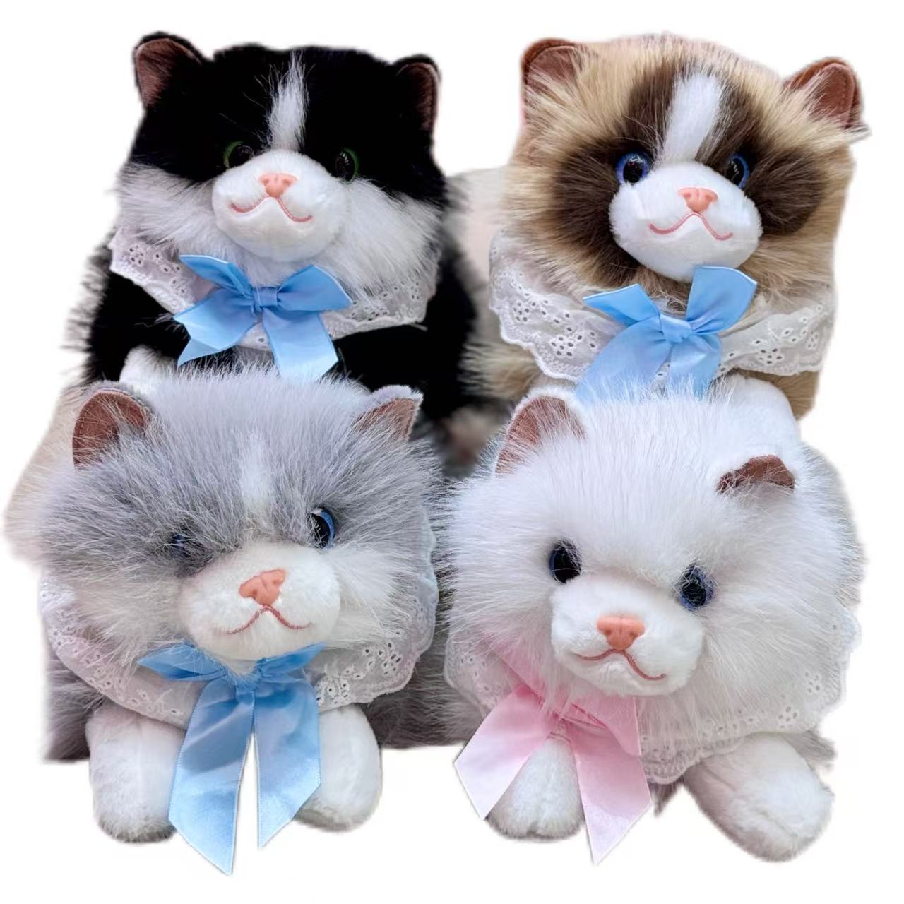 仿真布偶猫咪毛绒公仔带音乐玩偶围兜小猫咪儿童礼物亲子互动玩具公仔