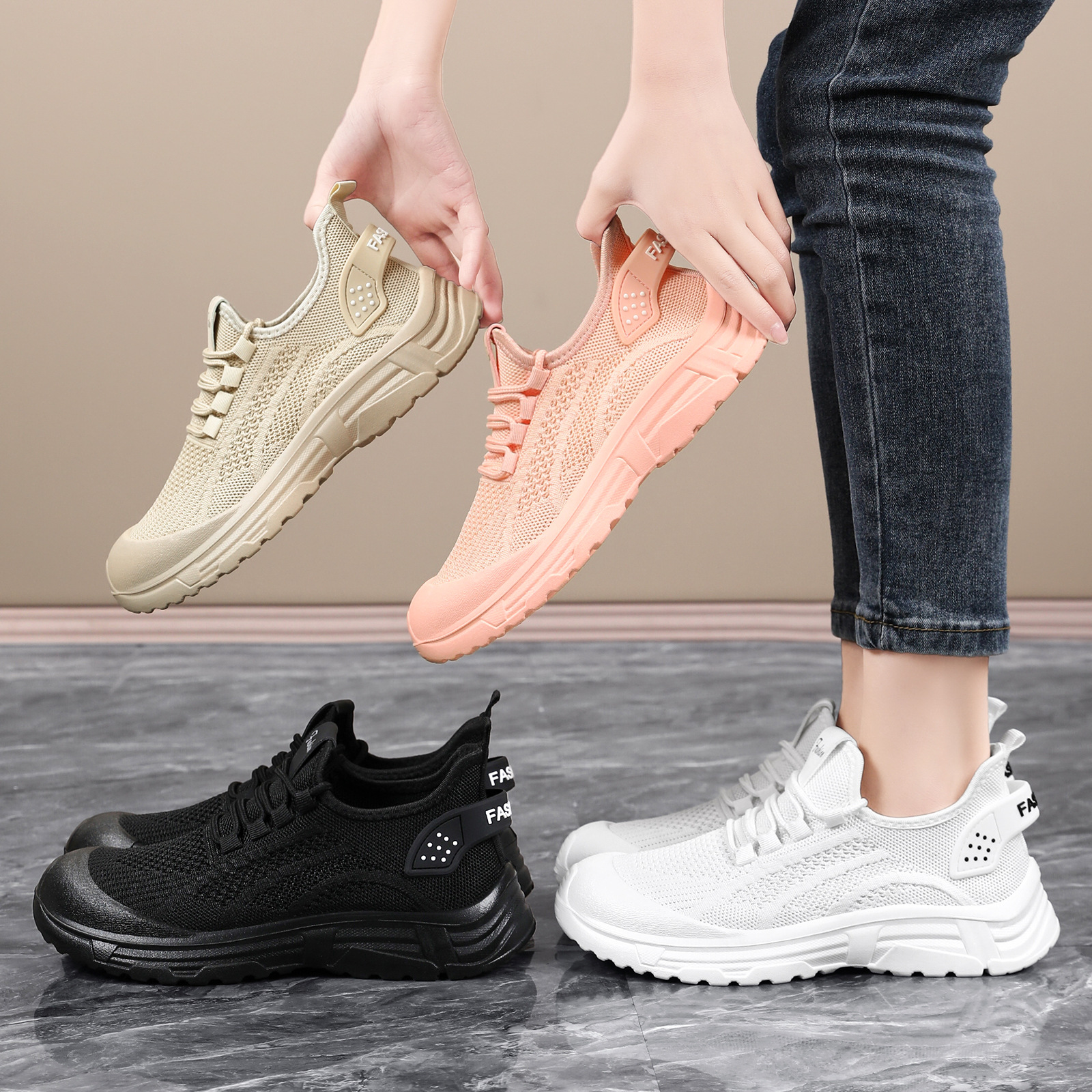 Women's autumn breathable mesh shoes, soft-soled comfortable women's single shoes, not tiring feet, running shoes, fashionable and versatile sports shoes Application Scenario