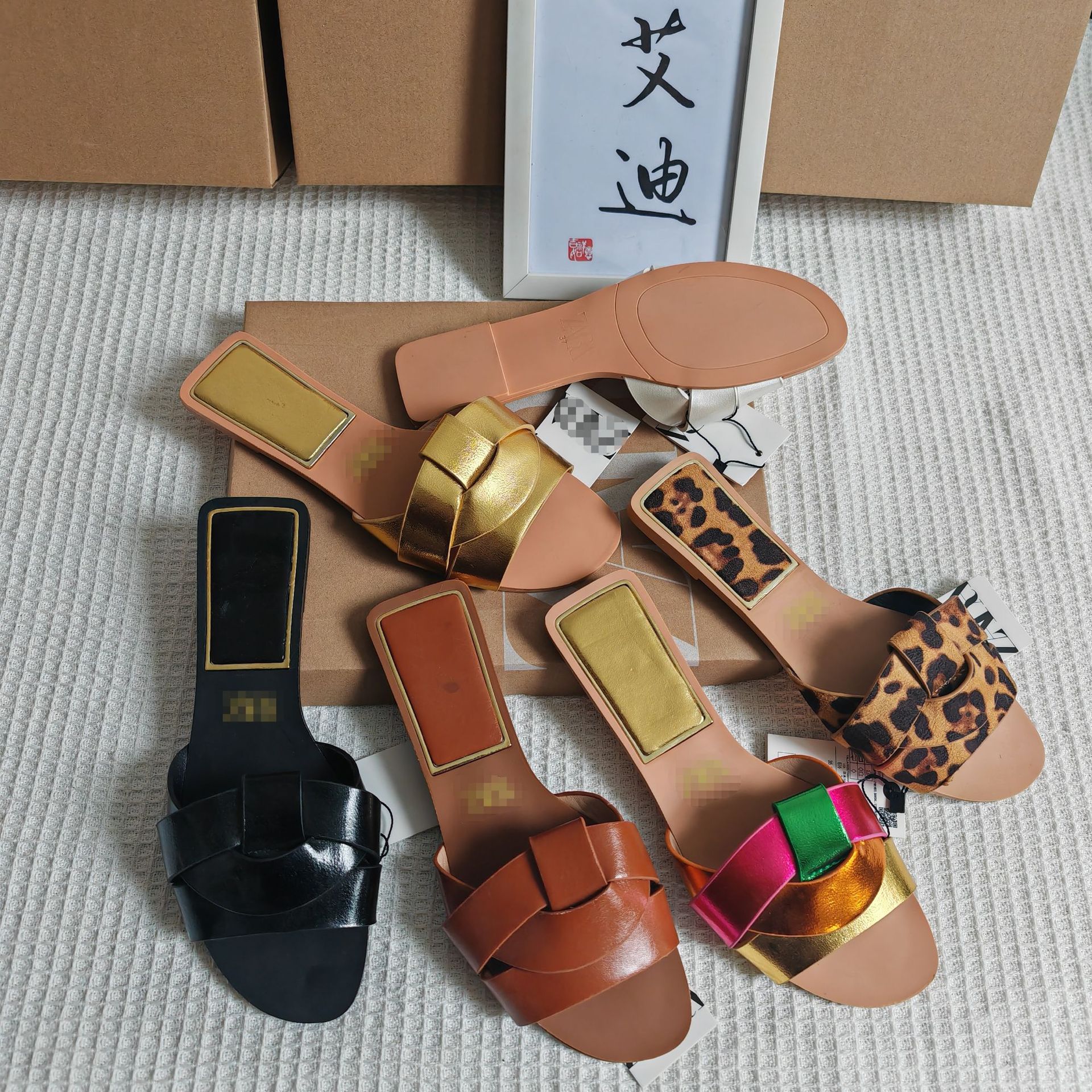 International Station Foreign trade European and American new ZAR original single-heel women's flat slippers slipper for daily wear Application Scenario