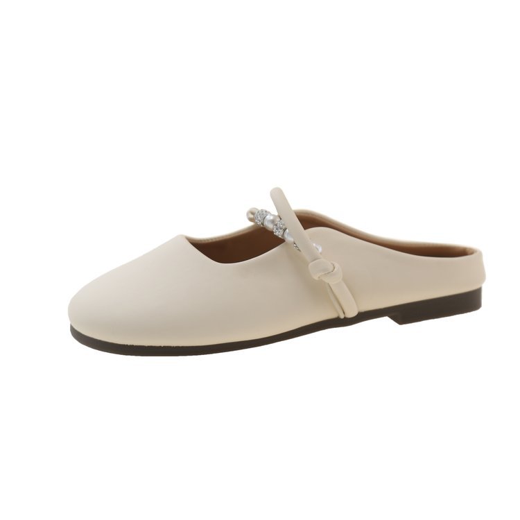 Mary Jane round toe soft leather flat sandals for women 2025 new summer outerwear, large-sized women's shoes 41 Item Picture
