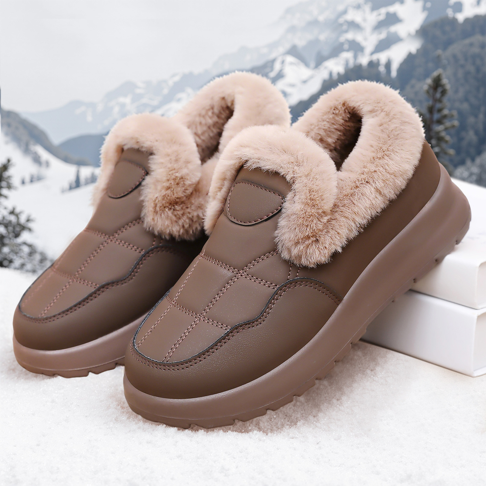 New women's shoes, cotton boots, winter fleece and thickened cotton shoes for warmth, one foot, fashionable and casual snow boots for delivery details Picture