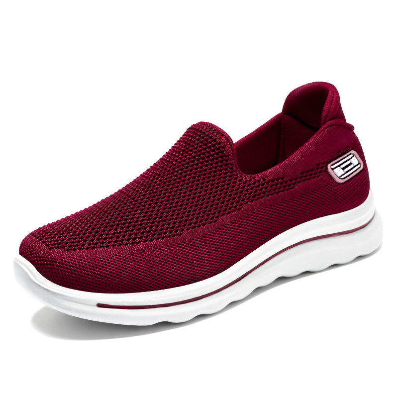 Women's autumn shoes for 25 middle-aged and elderly mothers, flat shoes for the elderly, soft-soled walking shoes, and women's shoes with woven fabric Item Picture