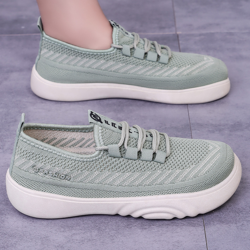 New autumn versatile fei-woven breathable women's shoes, mesh mom shoes, soft-soled comfortable casual shoes Specification drawing