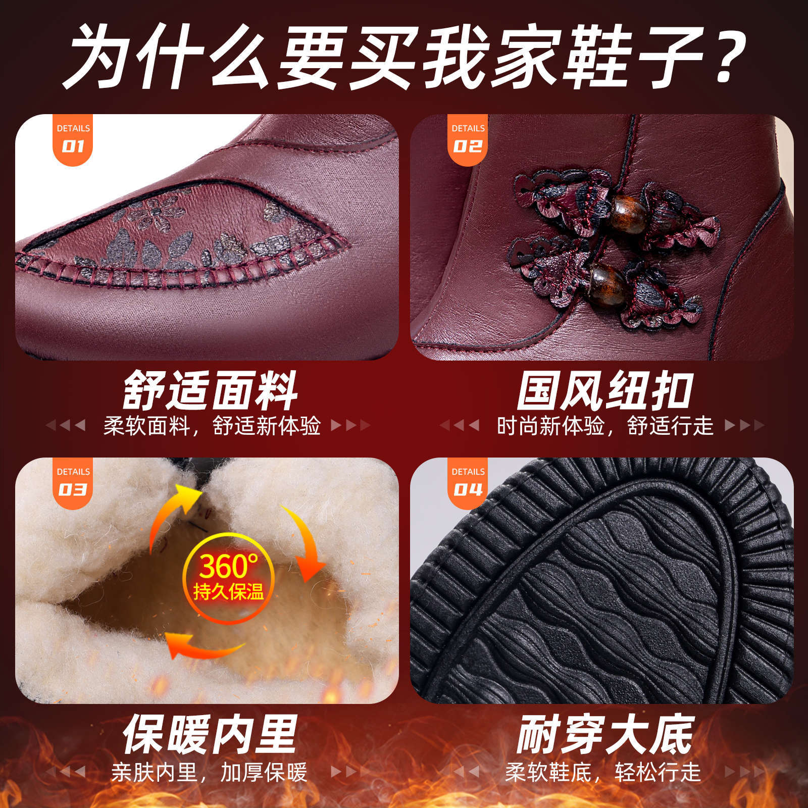 New winter cross-border cotton shoes for women, with added fleece and thickened waterproof snow boots, anti-slip mom shoes and warm cotton boots Application Scenario