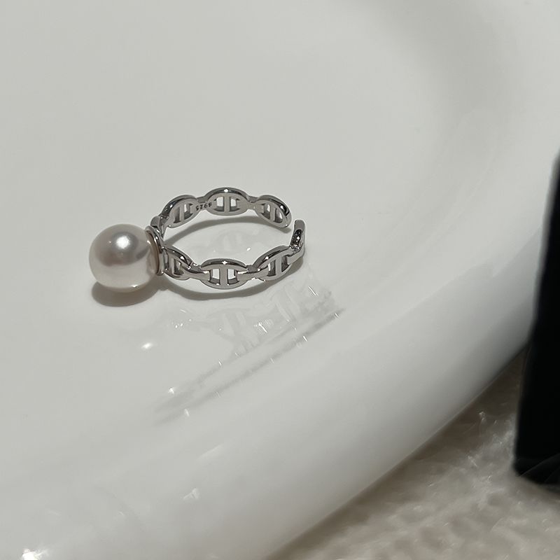 简约海水珍珠猪鼻子戒指时尚高级气质优雅7mm个性小香风详情图13