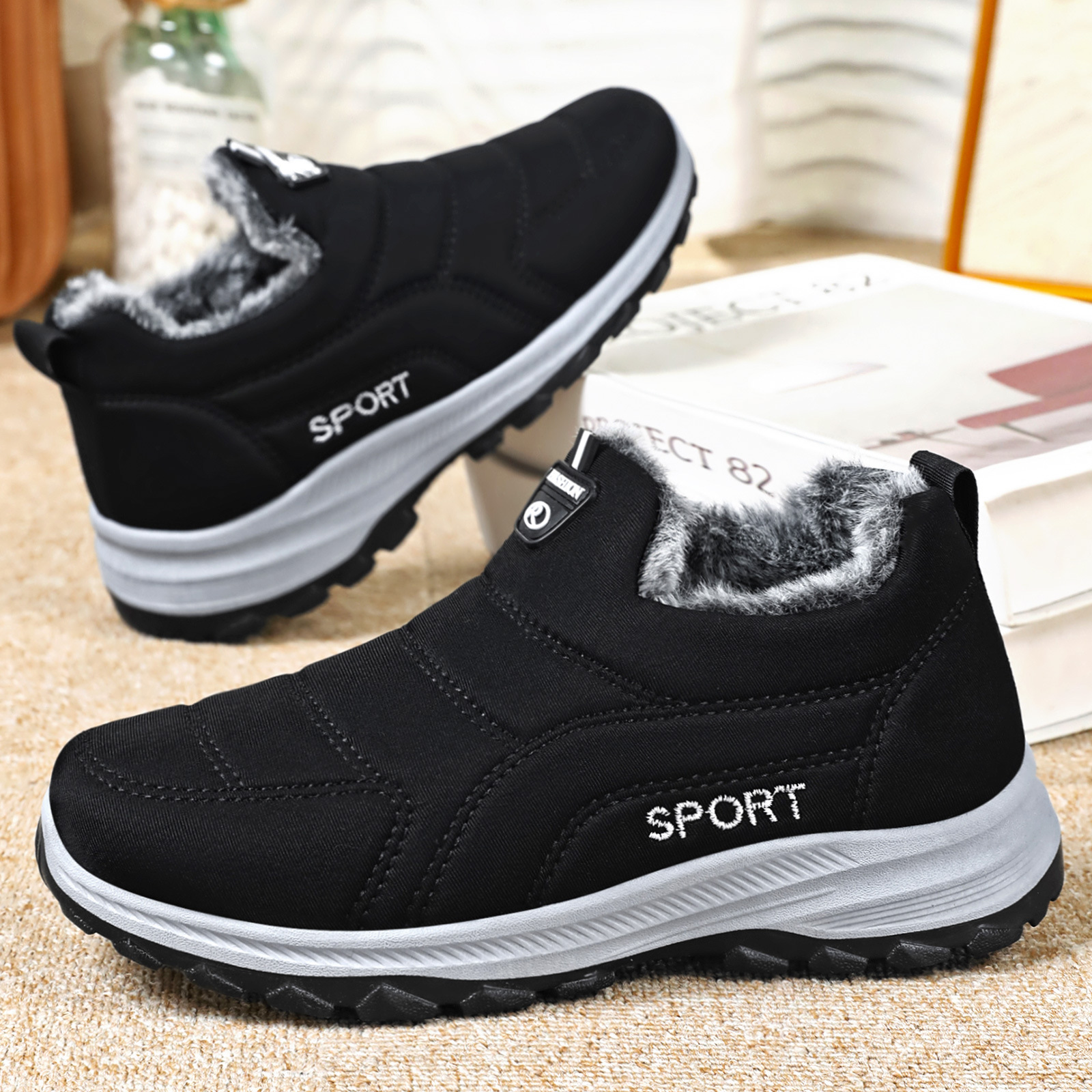 New cross-border cotton boots, fleece and thickened, one-foot snow boots, warm and waterproof cotton shoes sent by us details Picture