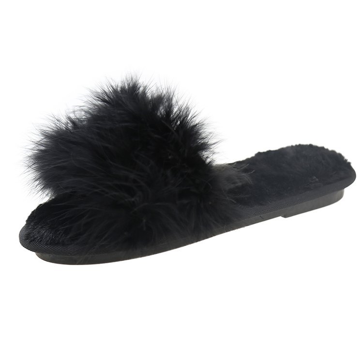 New stylish and versatile flat-bottomed anti-slip one-shoulder slippers for autumn and winter, popular ins cotton slippers Item Picture