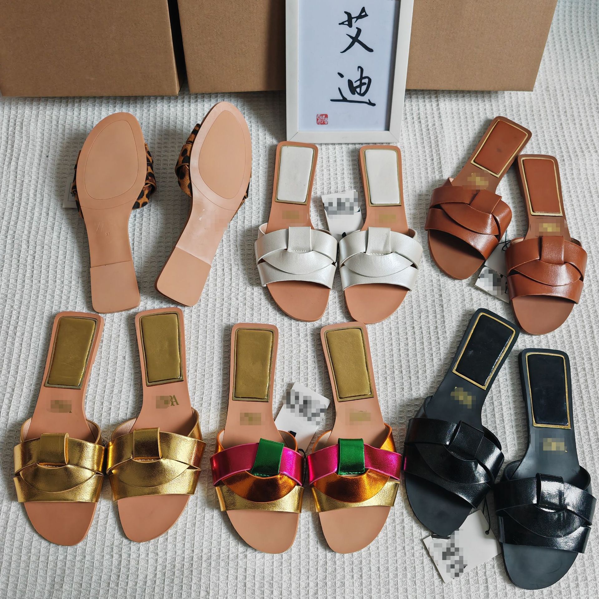 International Station Foreign trade European and American new ZAR original single-heel women's flat slippers slipper for daily wear details Picture