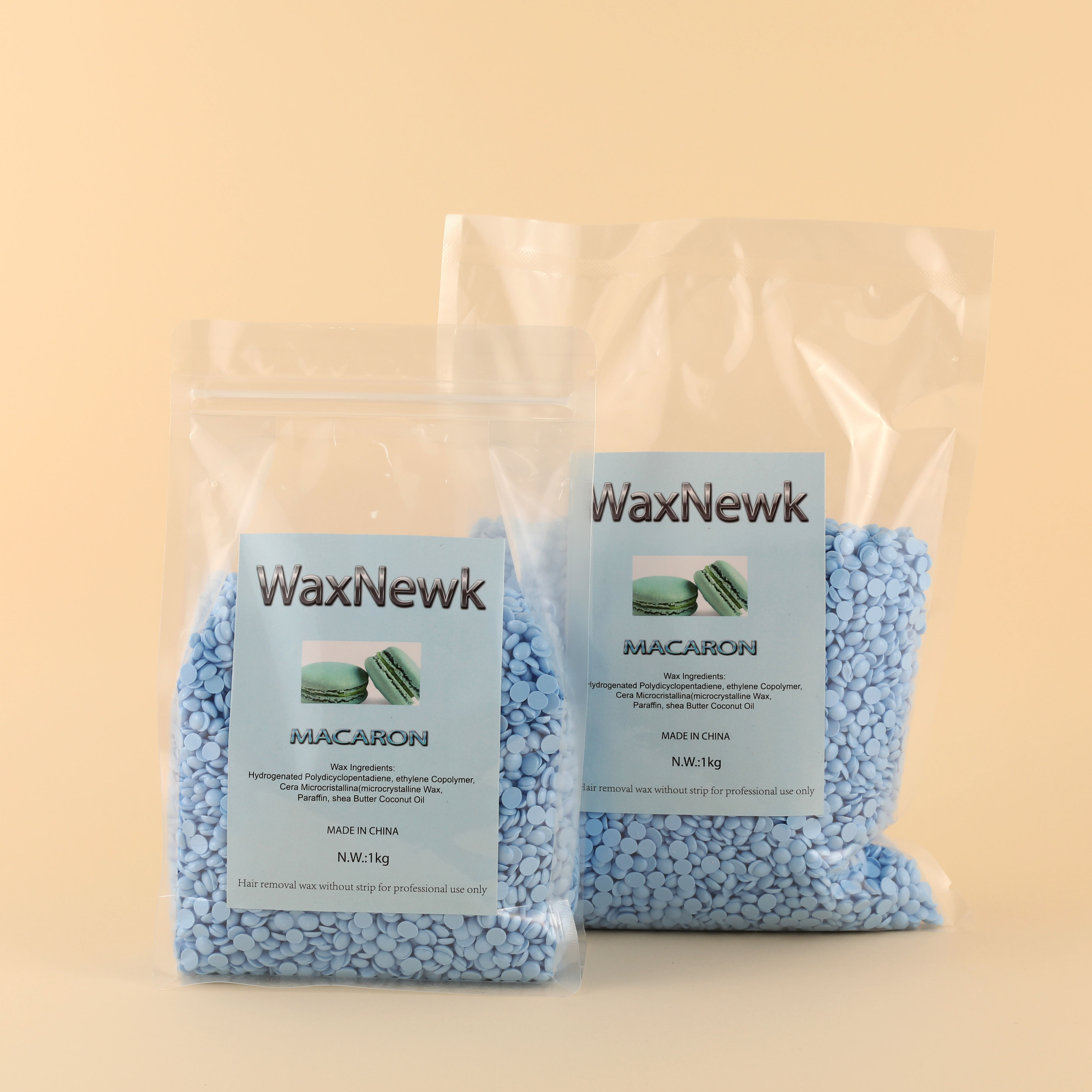 外贸专供WaxNewK 硬蜡脱毛 1kg 无松香马卡龙 hair removal wax bean脱毛蜡美容院质量脱毛豆