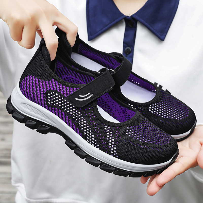 Women's single shoes 2025 autumn new style shoes for middle-aged and elderly mothers, Velcro soft sole breathable casual women's shoes for export details Picture