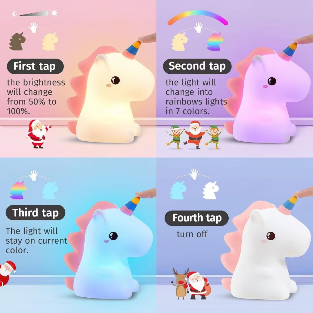 Children's night light, silicone night light, unicorn light, color-changing, direct sales from domestic and foreign manufacturers details Picture