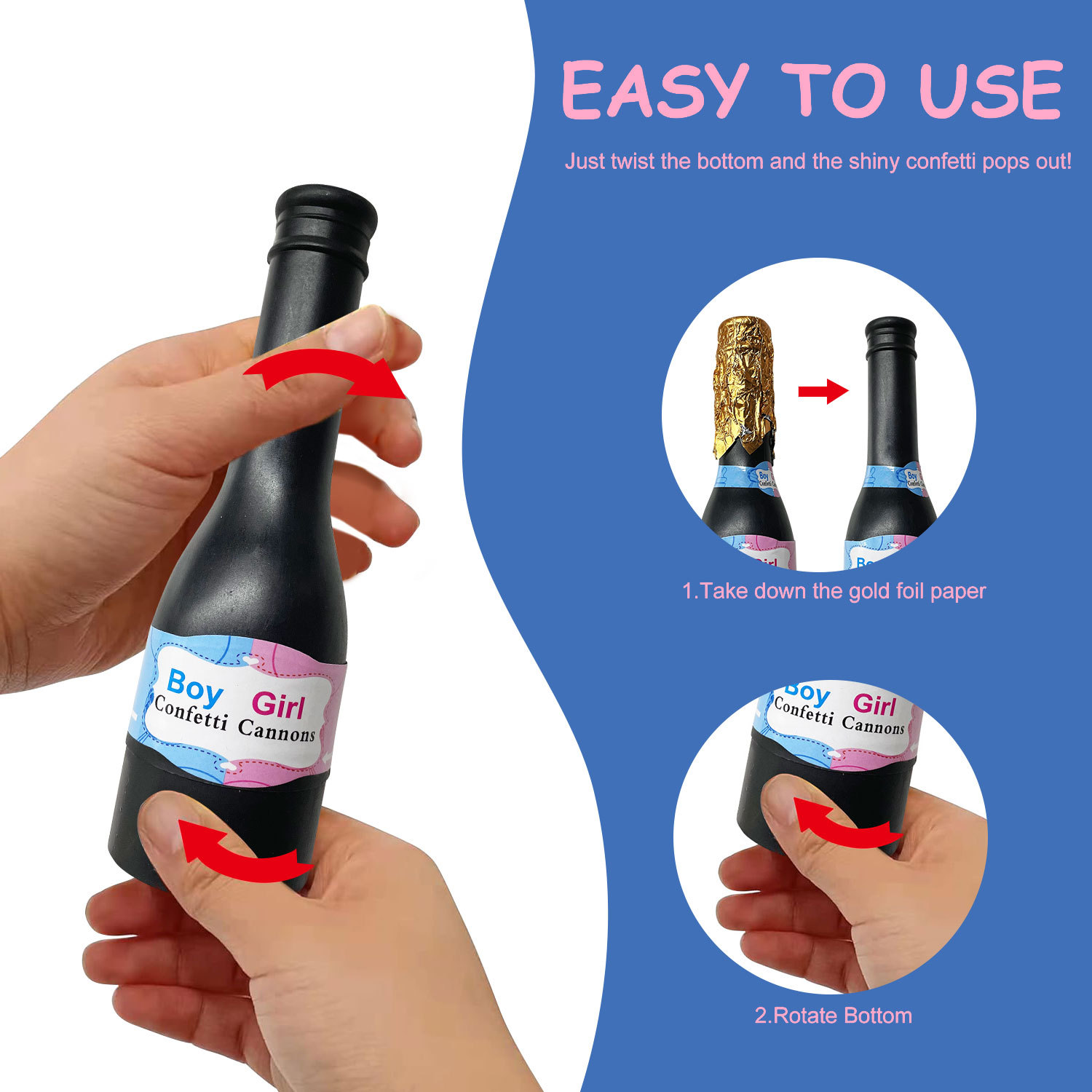 旋转小香槟礼花生日礼花 男女孩派对礼花详情图2