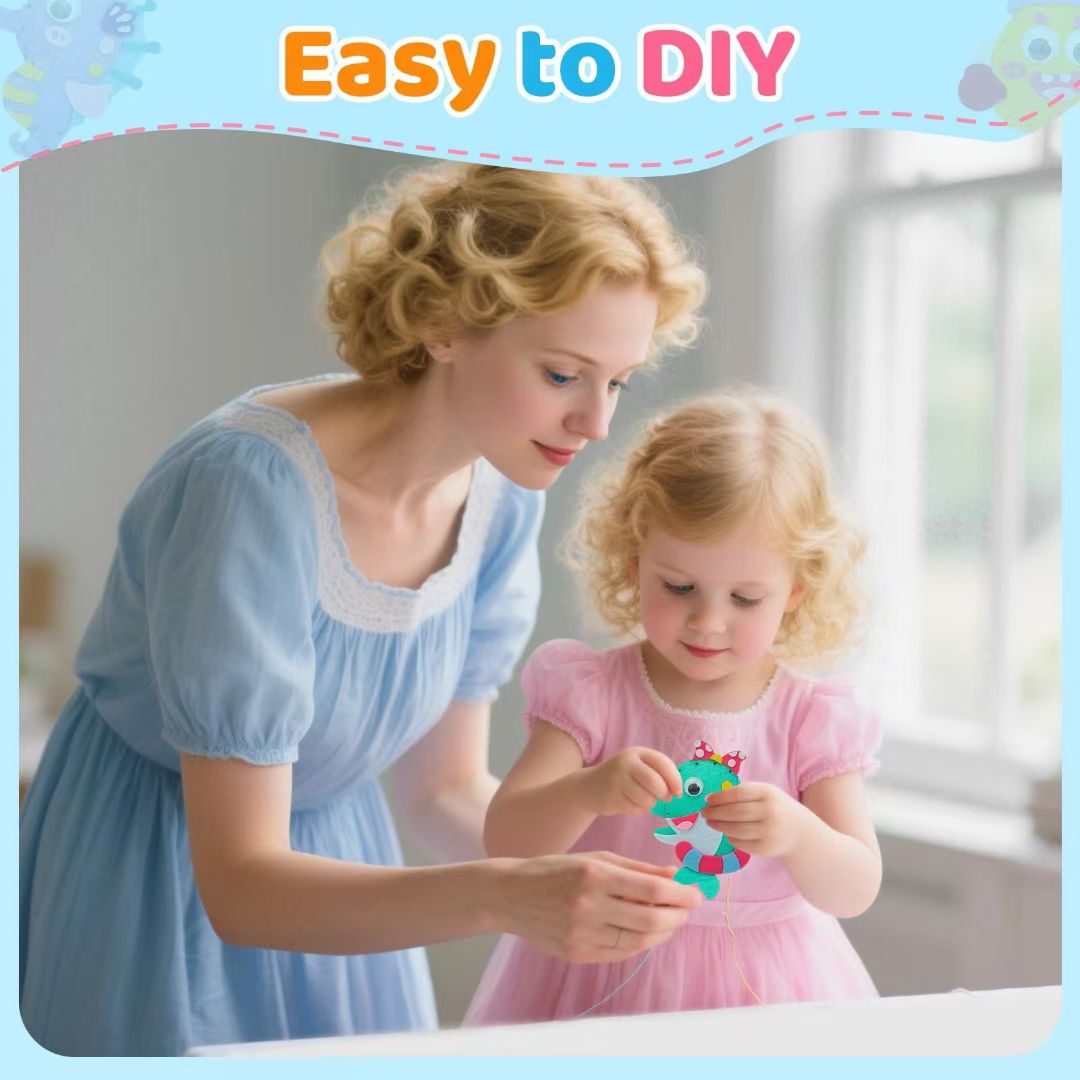 DIY Children's sewing fun, handmade girls' diy needle and thread toys, kindergarten art area materials, cute non-woven fabric pendants detail image 2