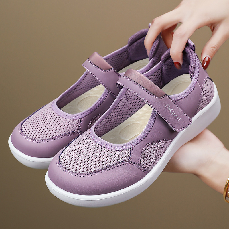 New summer breathable casual shoes for women, versatile, soft-soled and not tiring to the feet, Velcro shoes for middle-aged and elderly mothers Specification drawing