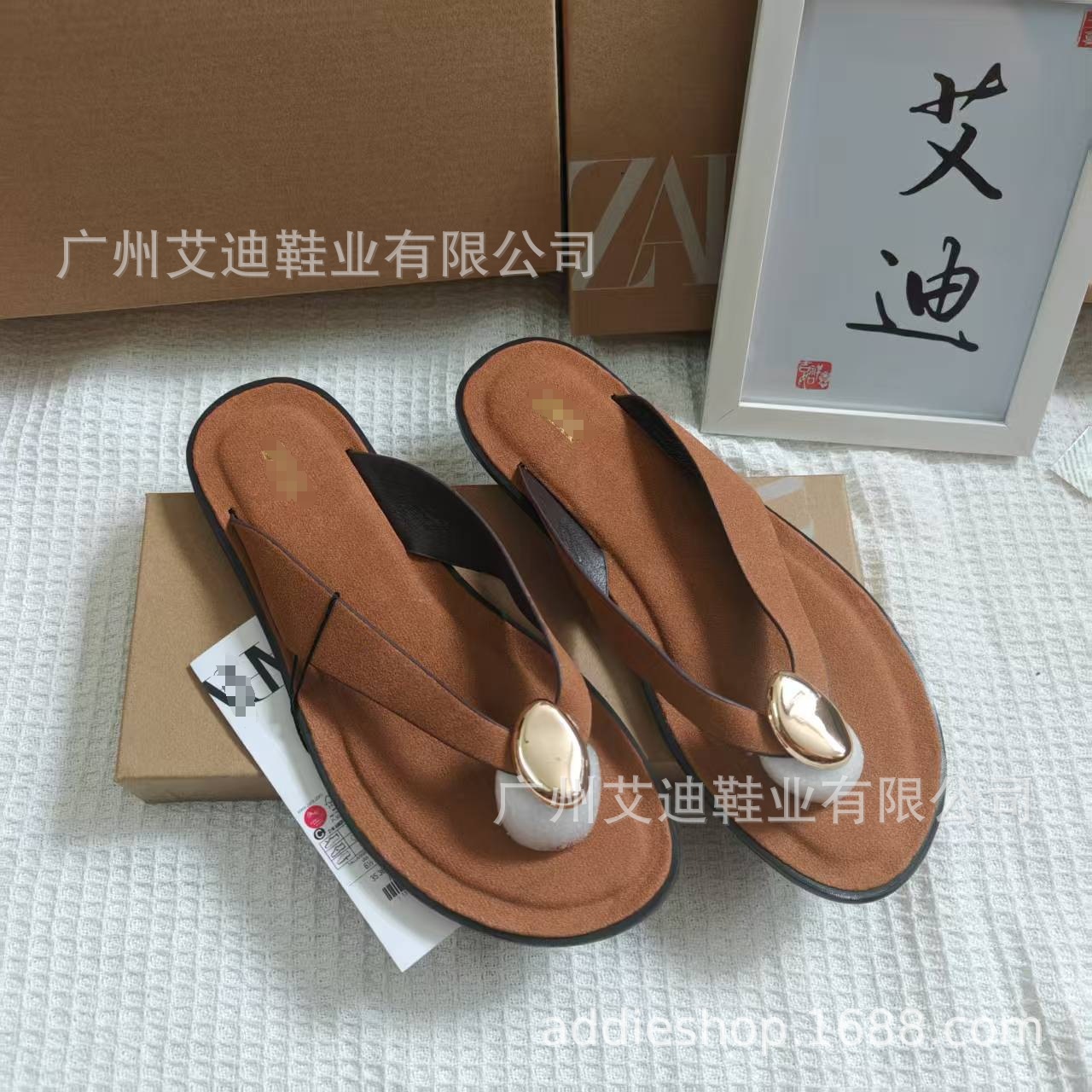 ZA flat sandals, women's flip-flops, French flip-flops, soft-soled flip-flops for women from the foreign trade factory Specification drawing