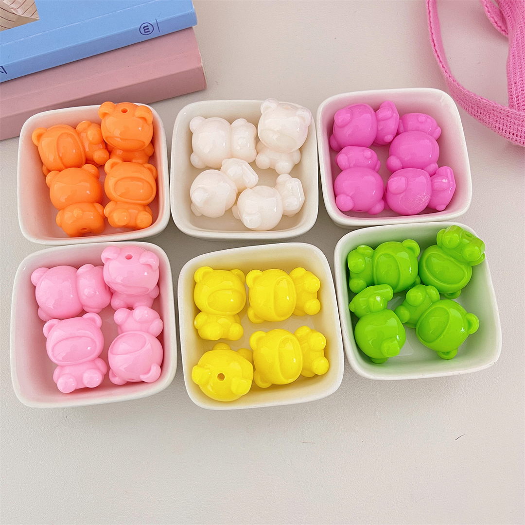 Cute mini acrylic bear doll beads, loose beads, DIY handcrafted beaded bracelet, keychain accessory