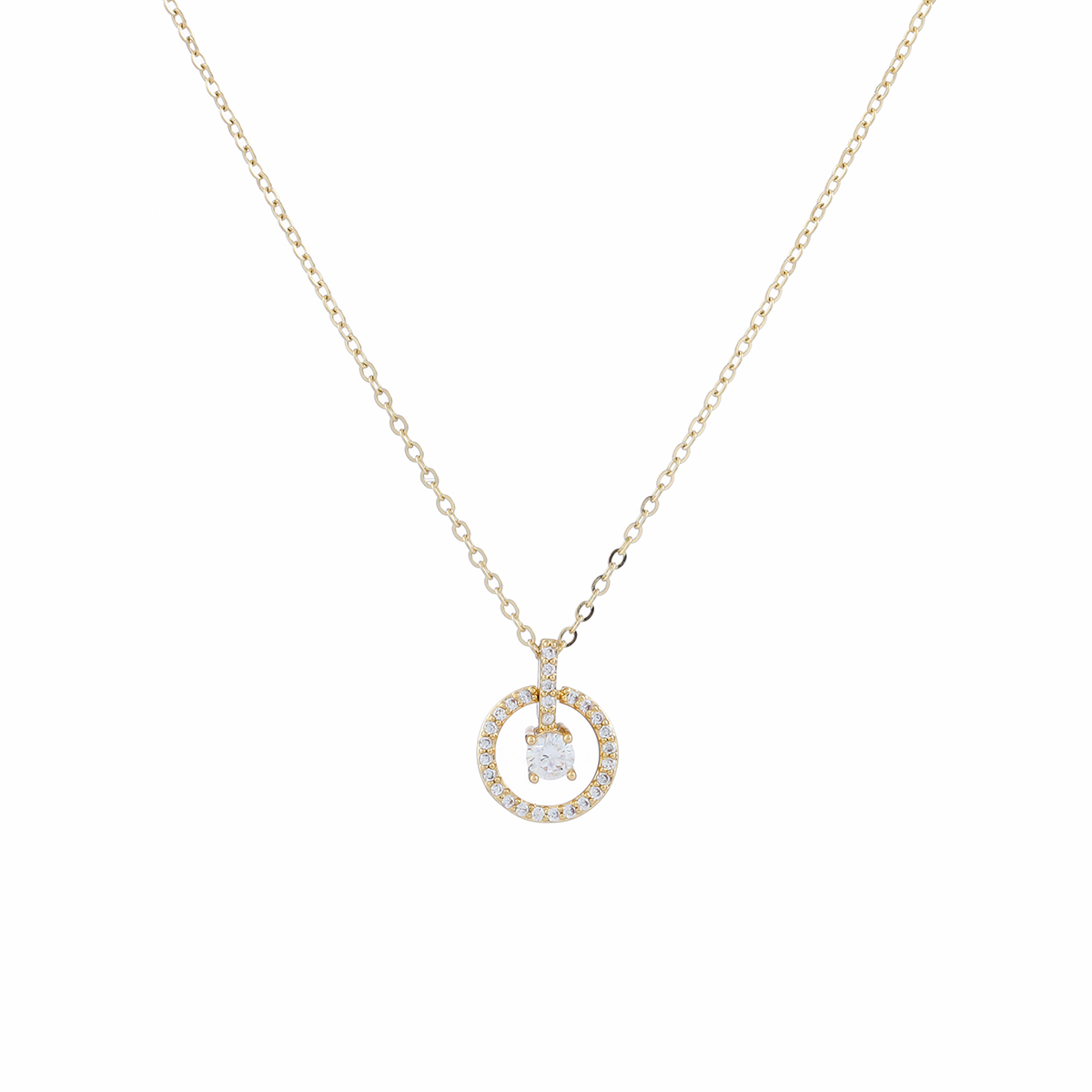 Xuhui brand premium copper-plated real gold and zircon inlaid high-quality, fashionable and versatile round necklace pendant Item Picture
