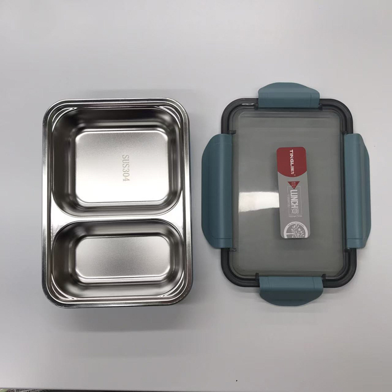 三格不锈钢分隔饭盒 多色密封便当盒 上班族简约便携带盖餐盒详情5
