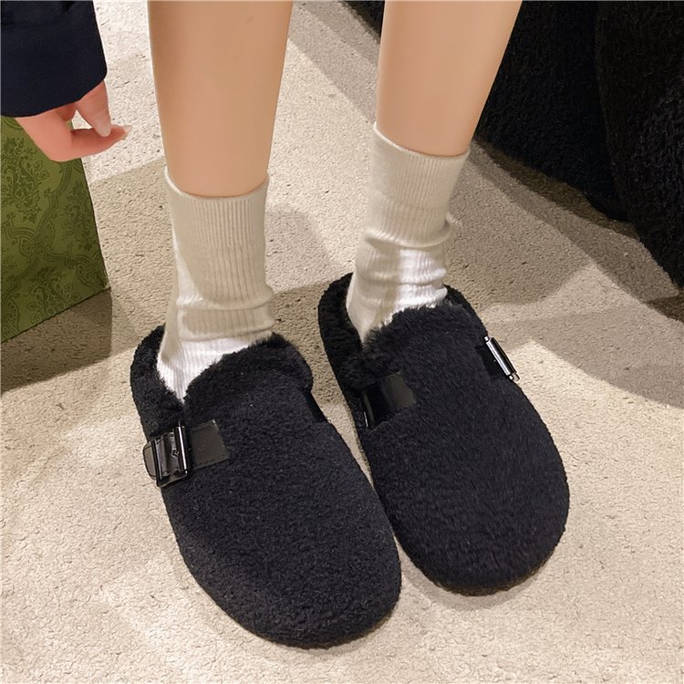 Thick-soled versatile Birken slippers for women's Baotou 2025 autumn/winter new style felt fleece one-step wool mules Application Scenario